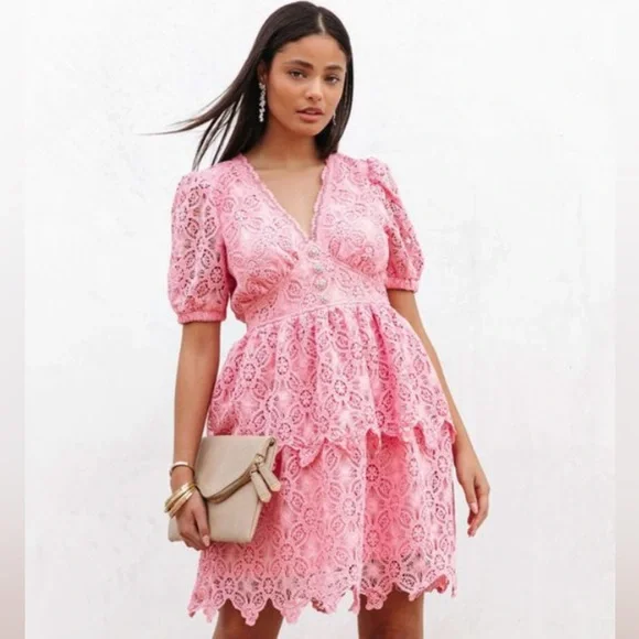 Vici | Dresses | Vici Pink Lace Dress By Just Me Size Medium | Poshmark